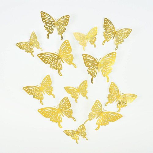 Autocollants Muraux Papillon 3d Ajourés, 12/24 Pièces, Pour Chambre D'enfants, Salon, Chambre À Coucher, Décor De Maison, Adhésif Mural Pour Réfrigérateur, Décoration De Mariage, Diy Bricolage