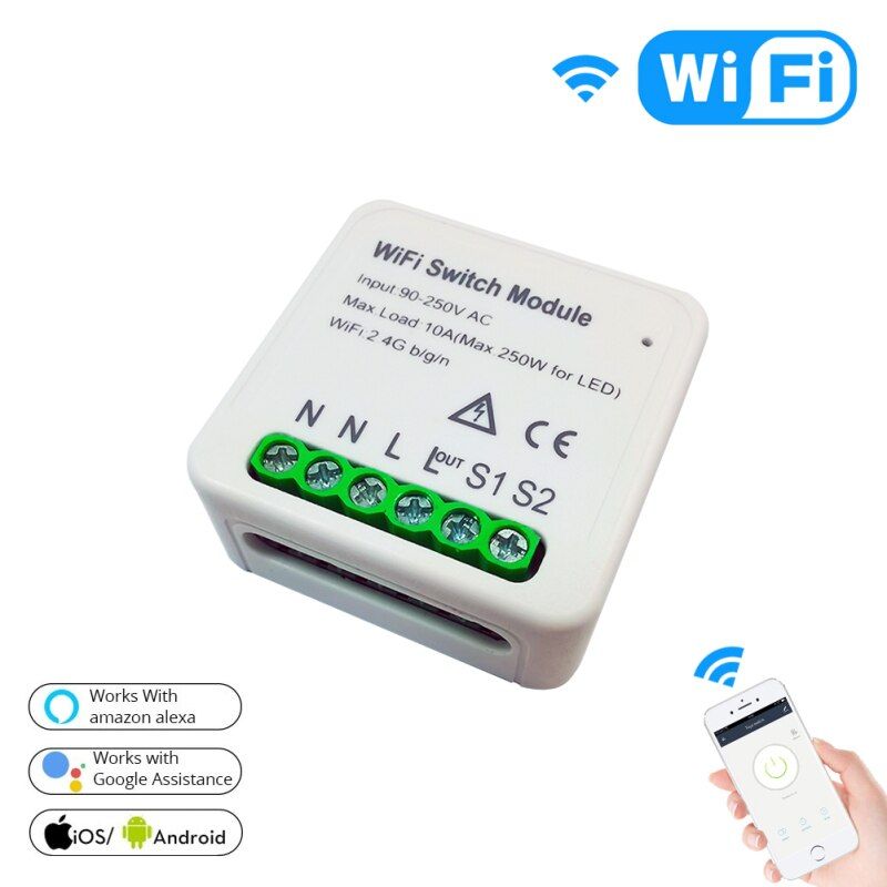 Module de commutateur WiFi avec support de Rail, application Tuya Smart Life 1/2 Way 95 250V, 1 pièce, fonctionne avec Alexa Google Home Controller