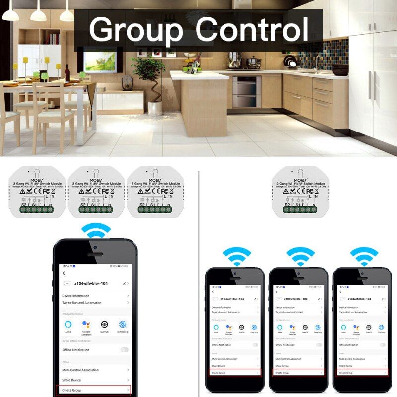 Module interrupteur intelligent Tuya Smart Life, 2 gangs, 2 ... - 2