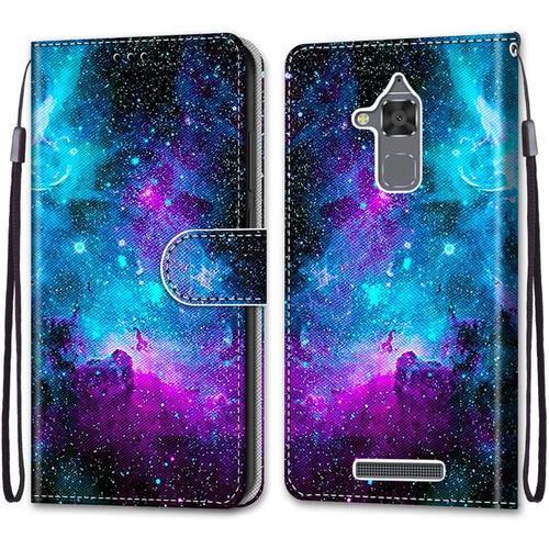 Coque Pour Asus Zenfone 3 Max Zc520tl, Etui En Cuir Pu Portefeuille Housse Coque Avec 360 Degres Silicone Antichoc Protection Cover Cuir Pochette Magnetique Und Flip Bequille (Ciel Etoile)