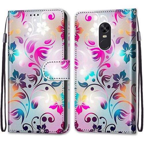 Coque Pour Xiaomi Redmi Note 4x, Etui En Cuir Pu Portefeuille Housse Coque Avec 360 Degres Silicone Antichoc Protection Cover Cuir Pochette Magnetique Und Flip Bequille (Fleur 1)