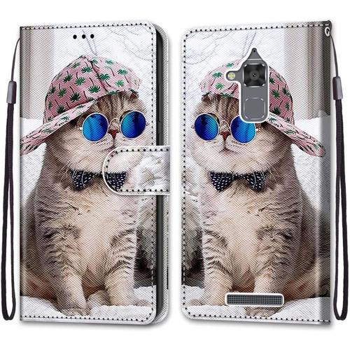 Coque Pour Asus Zenfone 3 Max Zc520tl, Etui En Cuir Pu Portefeuille Housse Coque Avec 360 Degres Silicone Antichoc Protection Cover Cuir Pochette Magnetique Und Flip Bequille (Chats 4)