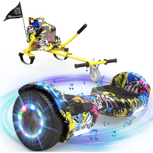 Evercross Hoverboard Avec Siège Auto-Équilibré Scooter Hoverkart 6,5" Hover Scooter Board Haut-Parleur Bluetooth Et Led Pour Enfants