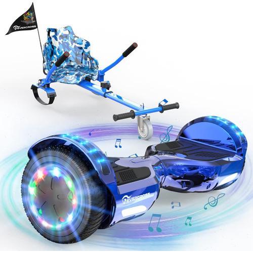 Evercross Hoverboard Avec Siège Auto-Équilibré Scooter Hoverkart 6,5" Hover Scooter Board Haut-Parleur Bluetooth Et Led Pour Enfants