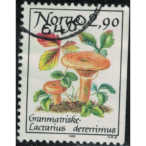 Norvège 1988 Oblitéré Used Champignon Lactarius Deterrimus Lactaire Des Épinettes Y&t No 947 Su