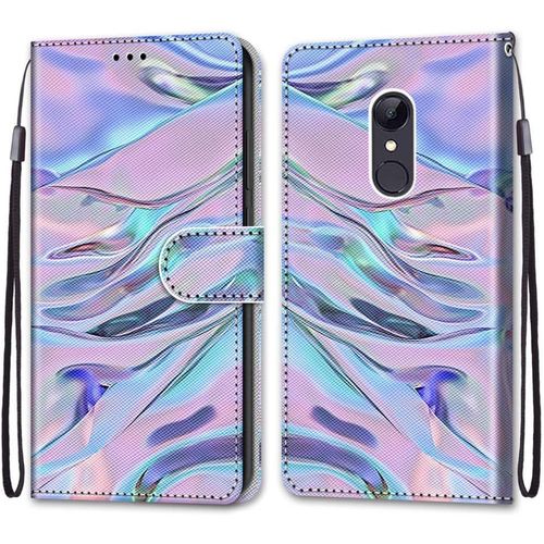 Coque Pour Xiaomi Redmi 5 Plus, Etui En Cuir Pu Portefeuille Housse Coque Avec 360 Degres Silicone Antichoc Protection Cover Cuir Pochette Magnetique Und Flip Bequille (Fluorescent)