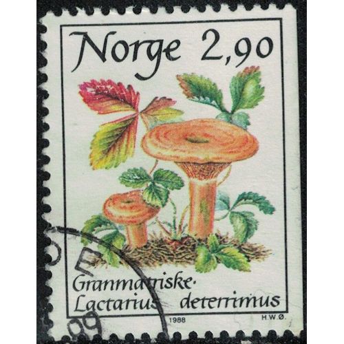 Norvège 1988 Oblitéré Used Champignon Lactarius Deterrimus Lactaire Des Épinettes Y&t No 947 Su