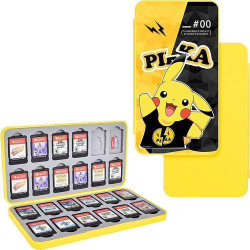 Étui De Rangement De Jeux Pour Nintendo Switch, Magnétique Boite De Rangement Pour Jeux Avec 24 Ns Cartes Et 24 Tf Cartes (Jaune)