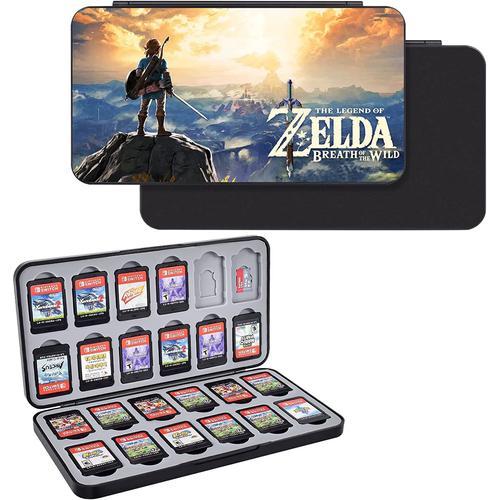 Étui De Rangement De Jeux Pour Nintendo Switch, Magnétique Boite De Rangement Pour Jeux, Avec 24 Ns Cartes Et 24 Tf Cartes (Zelda)