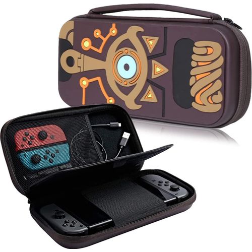 Etui Pour Nintendo Switch, Housse De Sac De Voyage Portable, Coque De Protection Console Avec 12 Emplacements Cartes De Jeu (Café)