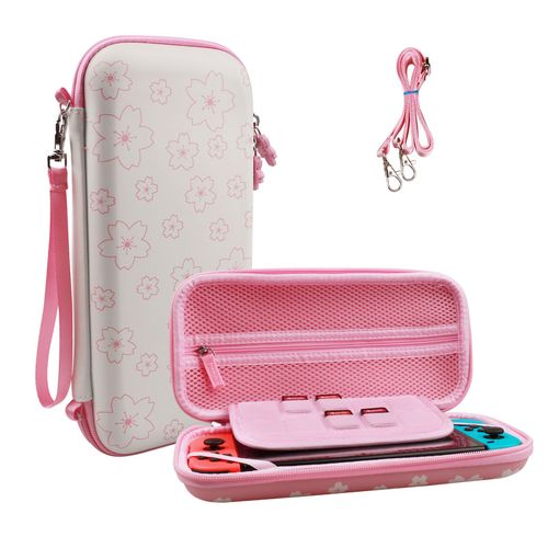 Étui Pour Nintendo Switch, Coque De Protection Portable Étui De Voyage Avec 10 Cartouches De Jeu Pour Console Nintendo Switch Et Accessoires (Rose)