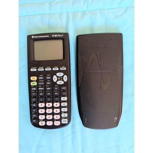 TI - 82 Stats.fr texas instruments calculatrice bleu avec son cache calculette ecole enfant college lycée