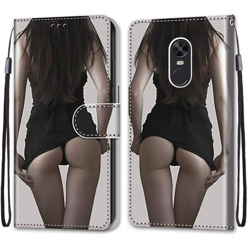 Coque Pour Xiaomi Redmi Note 4x, Etui En Cuir Pu Portefeuille Housse Coque Avec 360 Degres Silicone Antichoc Protection Cover Cuir Pochette Magnetique Und Flip Bequille (Fille Sexy)