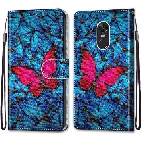 Coque Pour Xiaomi Redmi Note 4x, Etui En Cuir Pu Portefeuille Housse Coque Avec 360 Degres Silicone Antichoc Protection Cover Cuir Pochette Magnetique Und Flip Bequille (Papillon)