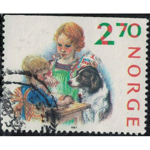 Norvège 1987 Oblitéré Used Préparation De Noël Enfants Et Leur Chien Y&t No 941 Su