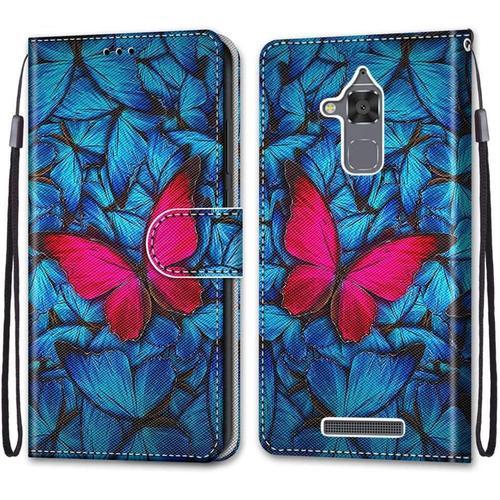 Coque Pour Asus Zenfone 3 Max Zc520tl, Etui En Cuir Pu Portefeuille Housse Coque Avec 360 Degres Silicone Antichoc Protection Cover Cuir Pochette Magnetique Und Flip Bequille (Papillon)