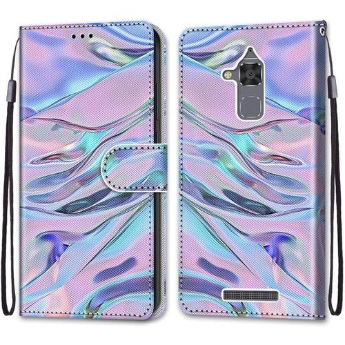 Coque Pour Asus Zenfone 3 Max Zc520tl, Etui En Cuir Pu Portefeuille Housse Coque Avec 360 Degres Silicone Antichoc Protection Cover Cuir Pochette Magnetique Und Flip Bequille (Fluorescent)