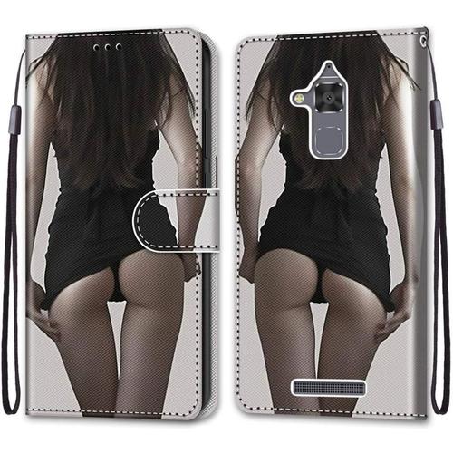 Coque Pour Asus Zenfone 3 Max Zc520tl, Etui En Cuir Pu Portefeuille Housse Coque Avec 360 Degres Silicone Antichoc Protection Cover Cuir Pochette Magnetique Und Flip Bequille (Fille Sexy)