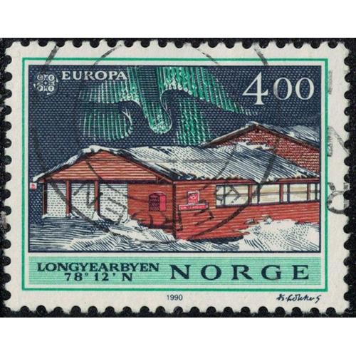 Norvège 1990 Oblitéré Used Bureau De Poste De Longyearbyen Aurore Boréale Y&t No 1006 Su