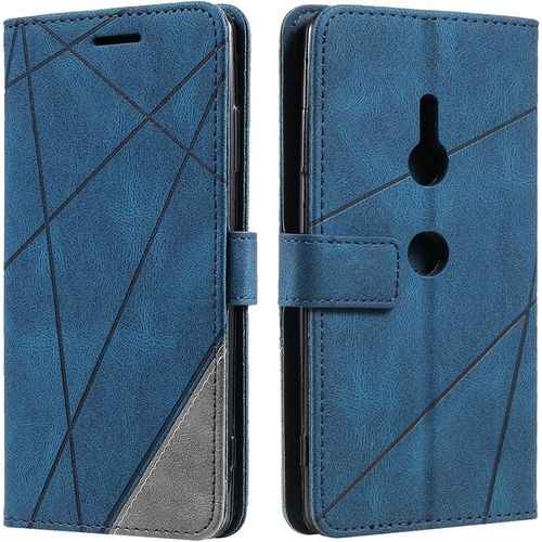 Coque Pour Sony Xperia Xz3, Rabat Portefeuille De Protection Cuir Pu Etui, Slim Silicone Tpu Bumper Magnetique Housse, Flip Porte Cartes Avec Fonction Support Cover Antichoc Case (Bleu)