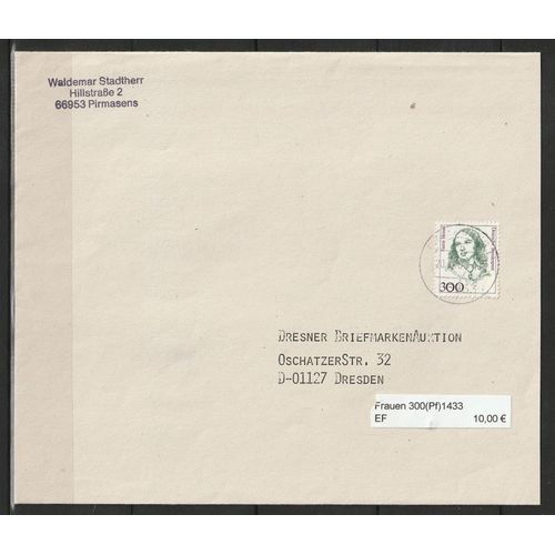 Timbre Sur Enveloppe Allemagne, Fanny Hensel Compositrice Et Pianiste Allemande 1989 N° 1265 Dimension 190 X 163 Mm