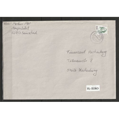 Timbre Sur Enveloppe Allemagne, Fanny Hensel Compositrice Et Pianiste Allemande 1989 N° 1265 Dimension 250 X 175 Mm