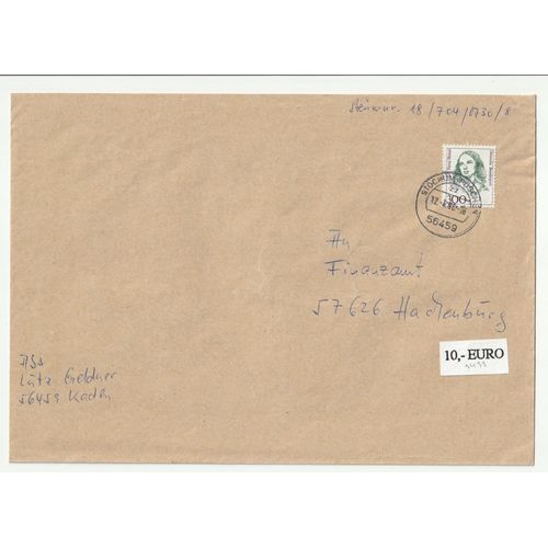 Timbre Sur Enveloppe Allemagne, Fanny Hensel Compositrice Et Pianiste Allemande 1989 N° 1265 Dimension 230 X 162 Mm