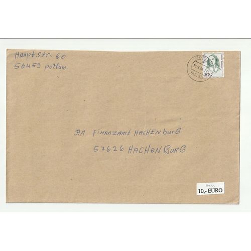 Timbre Sur Enveloppe Allemagne, Fanny Hensel Compositrice Et Pianiste Allemande 1989 N° 1265 Dimension 250 X 165 Mm