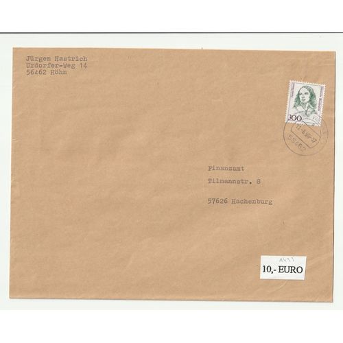 Timbre Sur Enveloppe Allemagne, Fanny Hensel Compositrice Et Pianiste Allemande 1989 N° 1265 Dimension 208 X 162 Mm