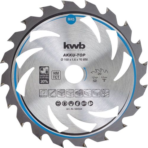 kwb BATTERIE TOP Lame de scie pour scies à main 160 x 16, 20 dents, mince section