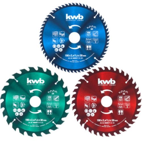 kwb lame de scie circulaireset 3t 190x30mm
