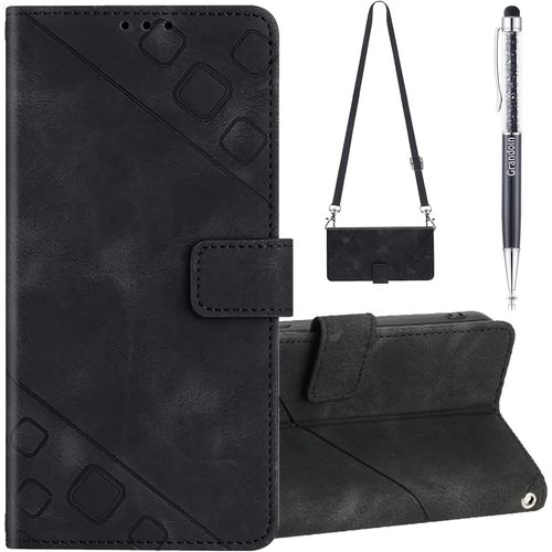 Coque Pour Samsung Galaxy S23 Plus Avec Cordon, Rglable Lanyard Housse Rabat Portefeuille Cuir Etui, Slim Tpu Silicone Bumper Magntique Housse, Antichoc Wallet Case Samsung S23 Plus (Noir)