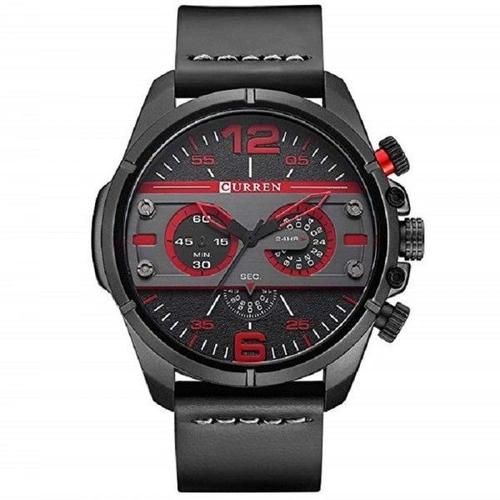 Trade Shop - Curren Uomo Sport Impermeabile Cinturino In Pelle Orologio Da Polso 8259 Nero -