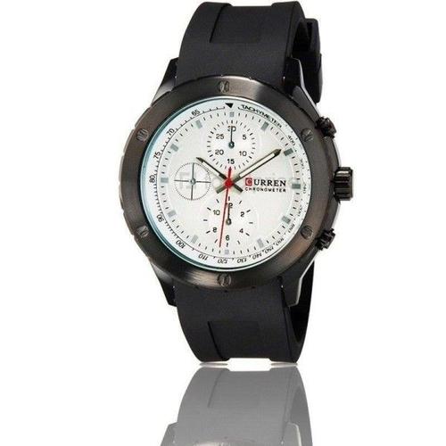 Trade Shop - Orologio Polso Curren 8165 Uomo Sport Analogico Quarzo Nero Quad Bianco -