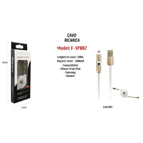 Trade Shop - Cable Usb Pour Iphone Samsung Huawei 5volt - 2000ma 1mt Maxtech F-sp002 -