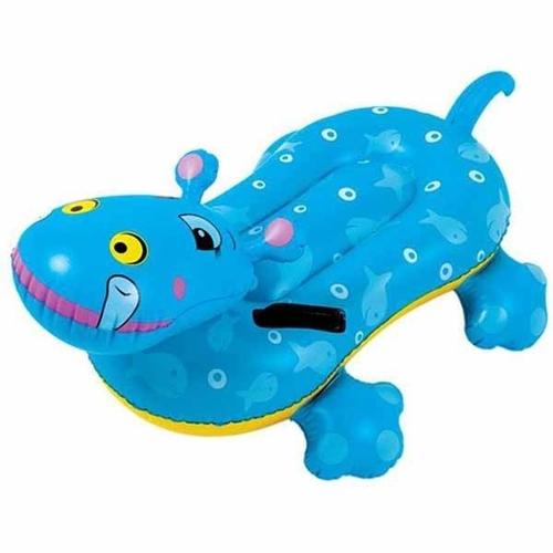 Trade Shop - Hippopotame Gonflable Et Transportable 2 Poignées 104 X 70 Cm Pour Enfants Bleu