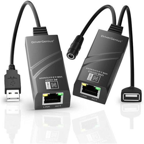 Trade Shop - Usb 2.0 Extender Rj45 2 Positions Extension Jusqu'a 100m Speed 480mbps Q-u102