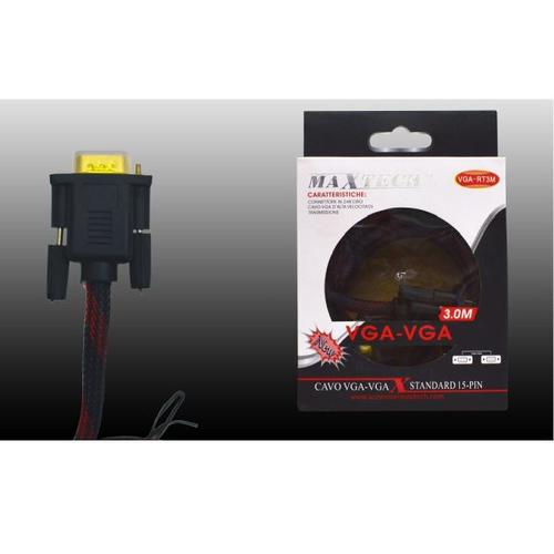 Trade Shop - 3.0 Metre M/m 15 Pin 24 K Maxtech Vga-vga Cable Canvas Tv Pc Monitor Vga-rt3m