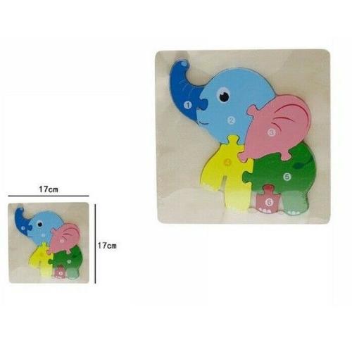 Trade Shop - Puzzle 3d Blocs De Bois Forme Cheval Éléphant Coloré Jeux D'enfants Animaux