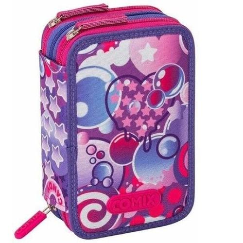 Trade Shop - Comix Bright Bubbles Girl School Accessories 3-Zip Pen Case