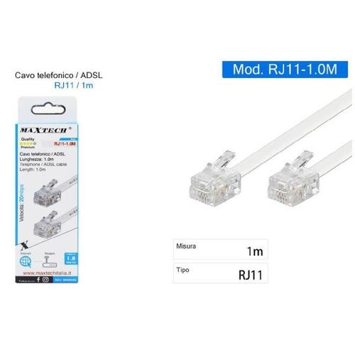 Câble téléphonique ADSL RJ11 1 MT Connexion Téléphone Internet RJ11-1.0M