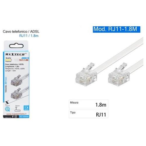 Trade Shop - Adsl Rj11 Telephone Cable Modem Connection 20mbps 1.8m Rj11-1.8m