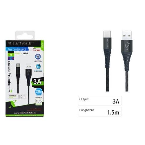 USB A Type C Cable Chapter Données pour Samsung Huawei 1,5 mètres 3A MAXTECH F-TC009