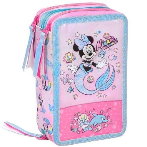 Trade Shop - Minnie Mouse Mallette D'école Multicompartiment 3 Marqueurs Zip Giotto 20x13x6cm