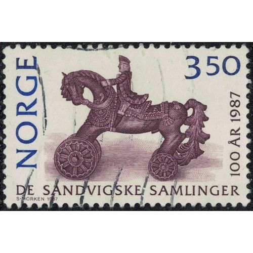 Norvège 1987 Oblitéré Used Les Collections Sandvig Cheval Et Cavalier Sculpture Y&t No 928 Su