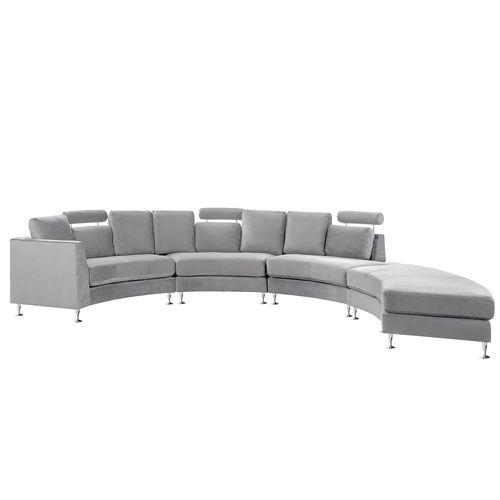 Canapé Circulaire Modulable En Velours Gris Clair 8 Places Rotunde