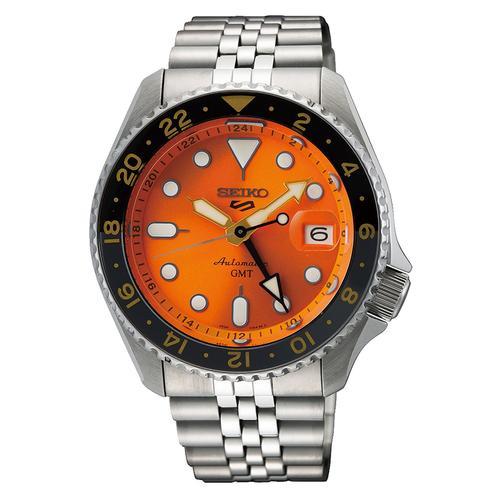 Montre Seiko 5 Automatique Gmt Acier Cadran Orange