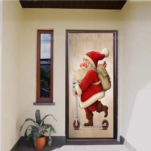 Autocollant de Porte Marron en Vinyle,Papier Peint Adhésif pour Portes Décoratives en Bois,Mars,Paysage de Passerelle 3D,pour Porte Avant en Acier