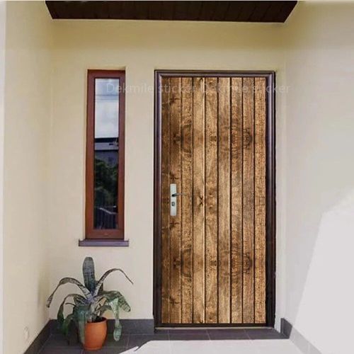 Autocollant de Porte Marron en Vinyle,Papier Peint Adhésif pour Portes Décoratives en Bois,Mars,Paysage de Passerelle 3D,pour Porte Avant en Acier