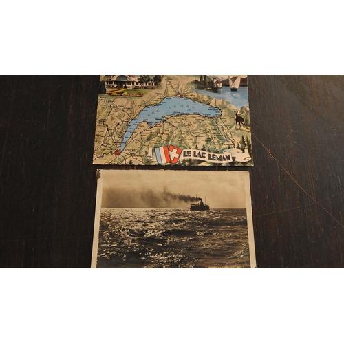 Lot De 2 Cartes Postales De Leman Lac / Bateau Voilier